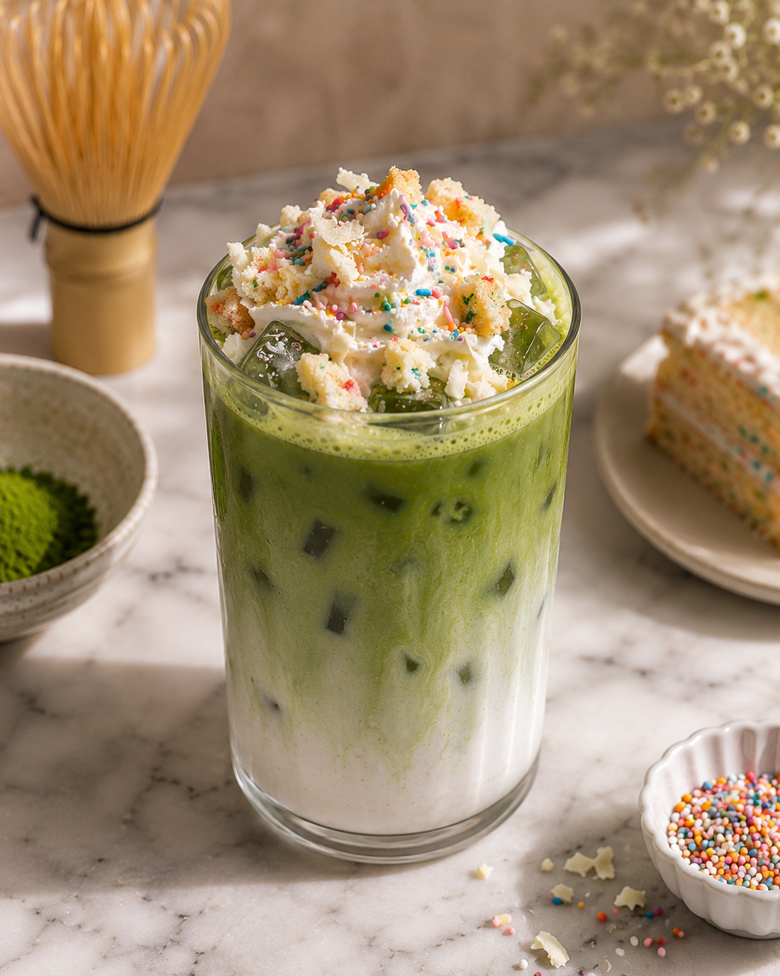 Birthday Cake Matcha Recipe | Sip Dopa