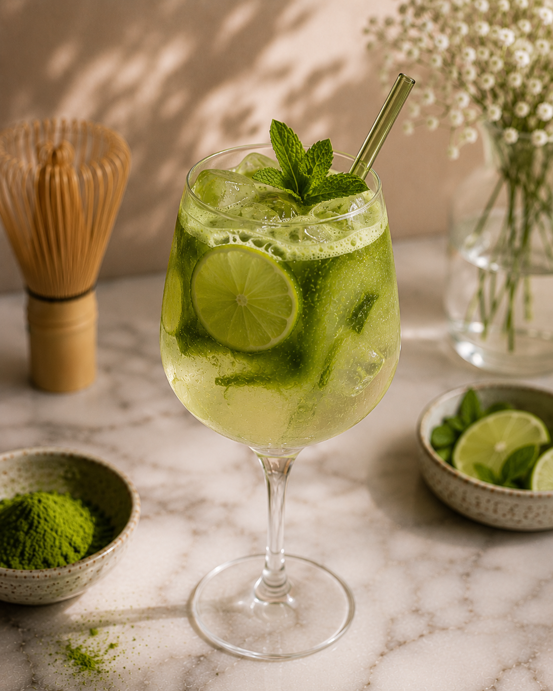Matcha Spritz Mocktail Recipe