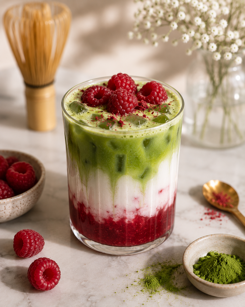 Raspberry Matcha Latte Recipe | Sip Dopa