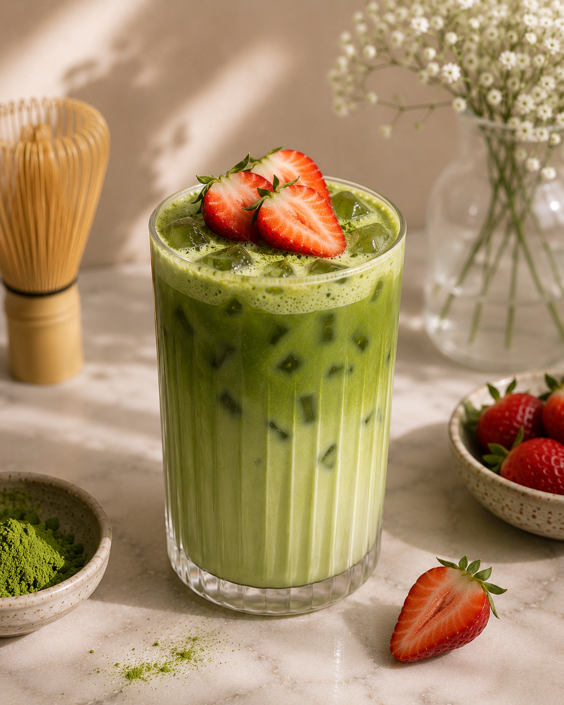 Strawberry Protein Matcha Recipe | Sip Dopa