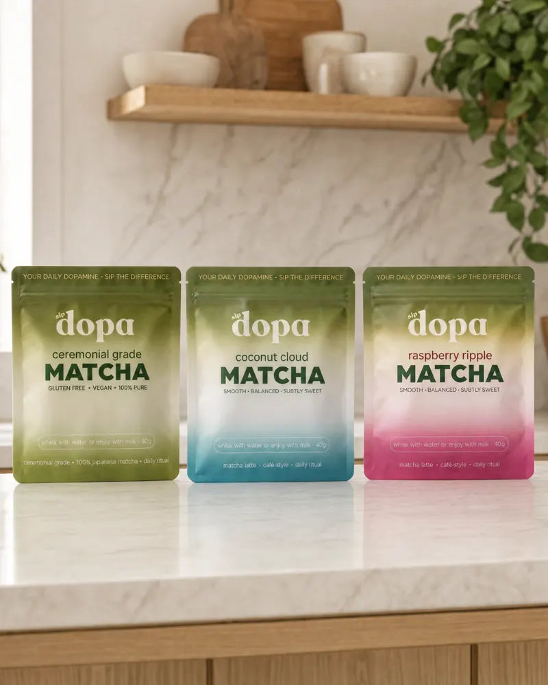 Dopa pouches on a kitchen counter
