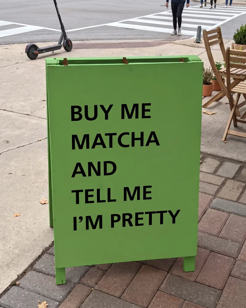 Buy me matcha and tell me I'm pretty sign